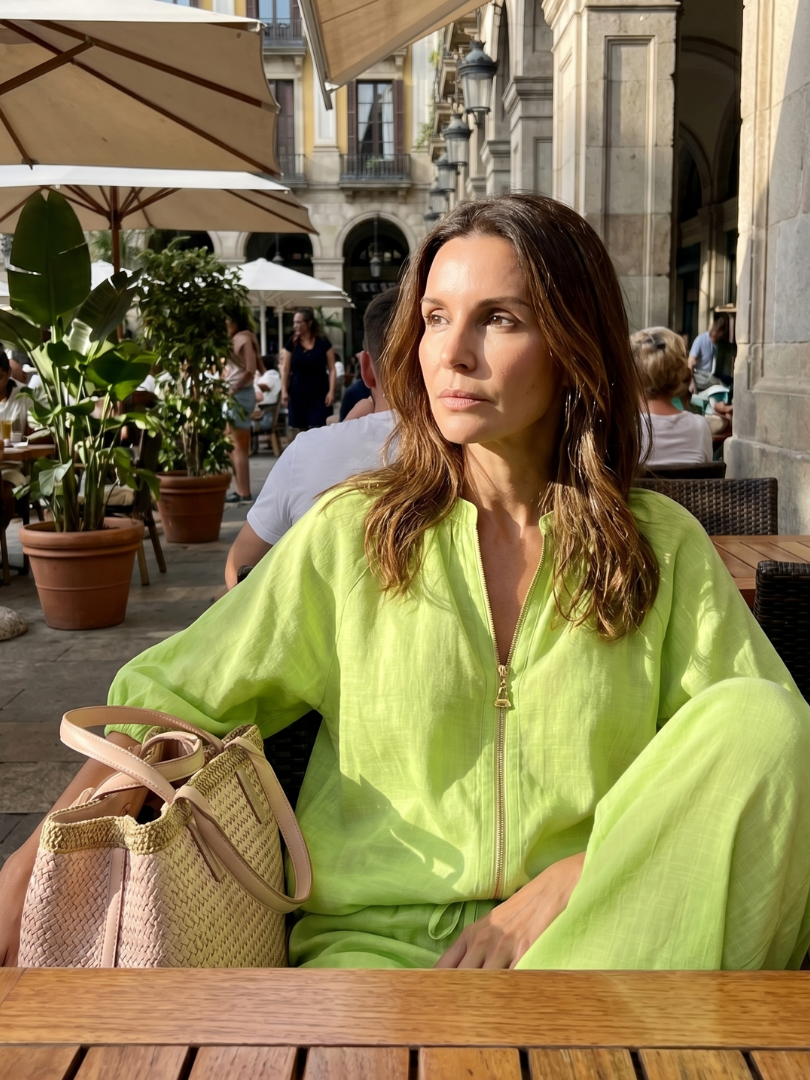 Natalia | Blouson Zip Front Top and Wide-Leg Trousers