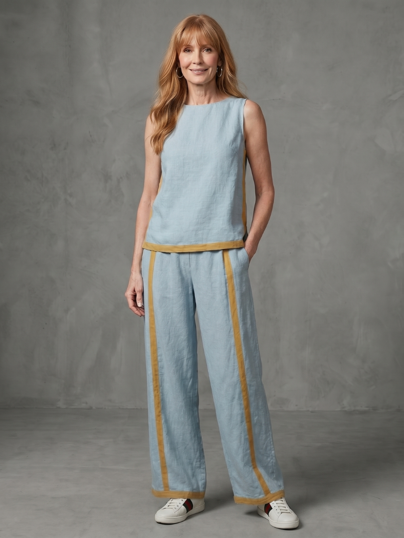 Inara | Sleeveless Top and Contrast Wide-Leg Trousers