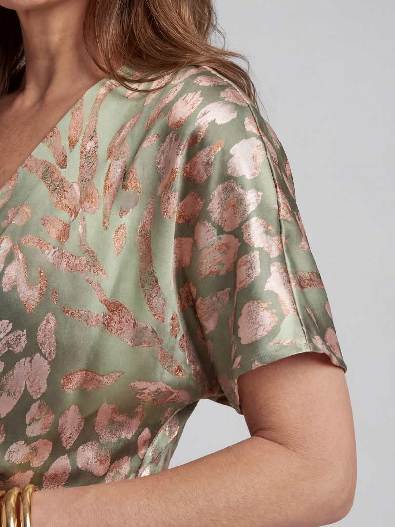 Stella & Grace™ | Abstract Print V-Neck Midi Dress