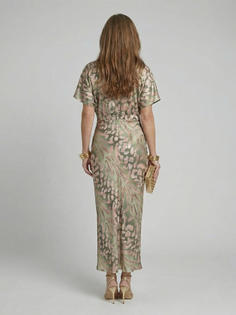 Stella & Grace™ | Abstract Print V-Neck Midi Dress