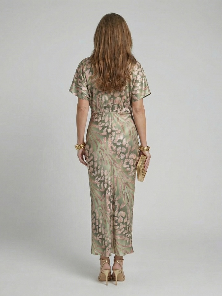 Stella & Grace™ | Abstract Print V-Neck Midi Dress