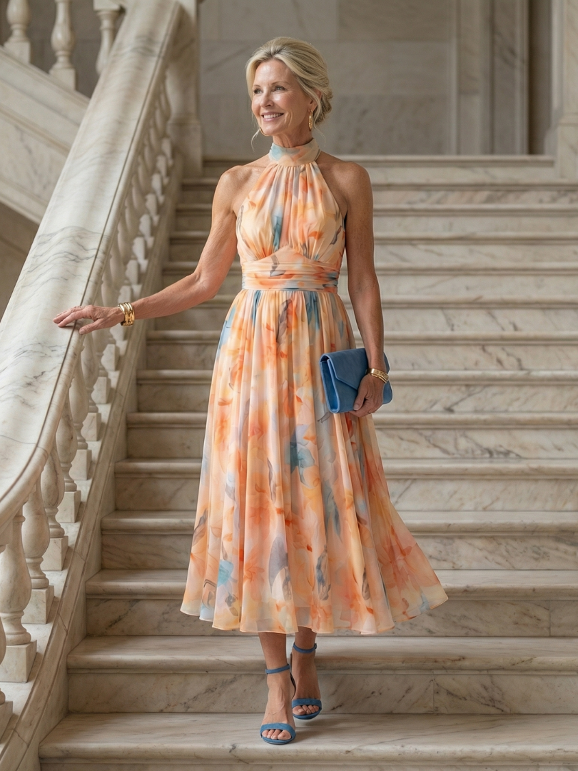 Stella & Grace™ | Halter Neck Midi Dress