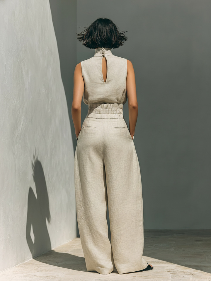 Maria™ | Complete Set with Tank Top and Wide-Leg Trousers in Cotton and Linen
