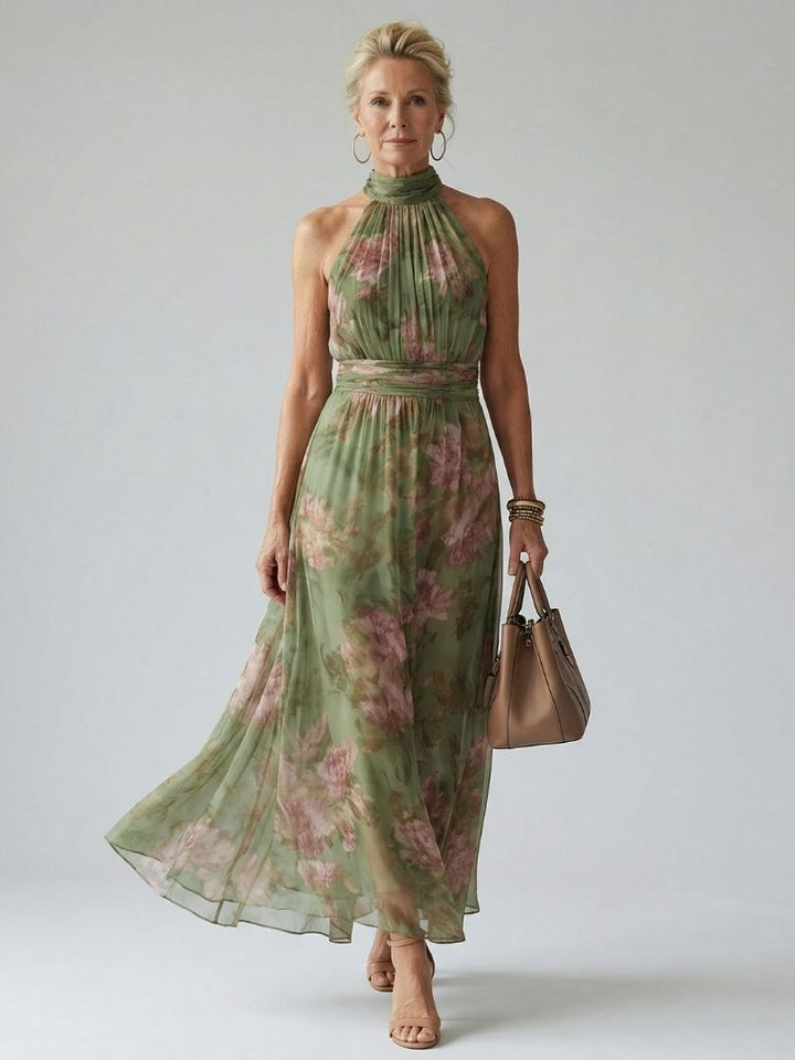 Mirelle | Gathered Halterneck Midi Dress