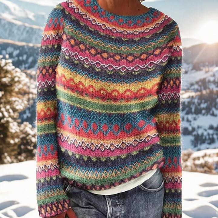Liv – Winter Sweater with Nordic Shoulder Pattern